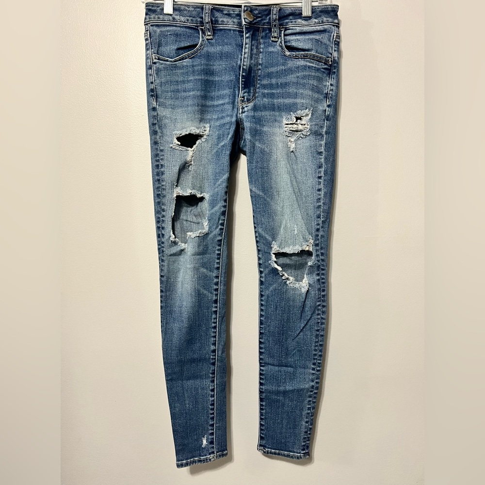 American Eagle Outfitters Ripped Blue Skinny Jeans 6R